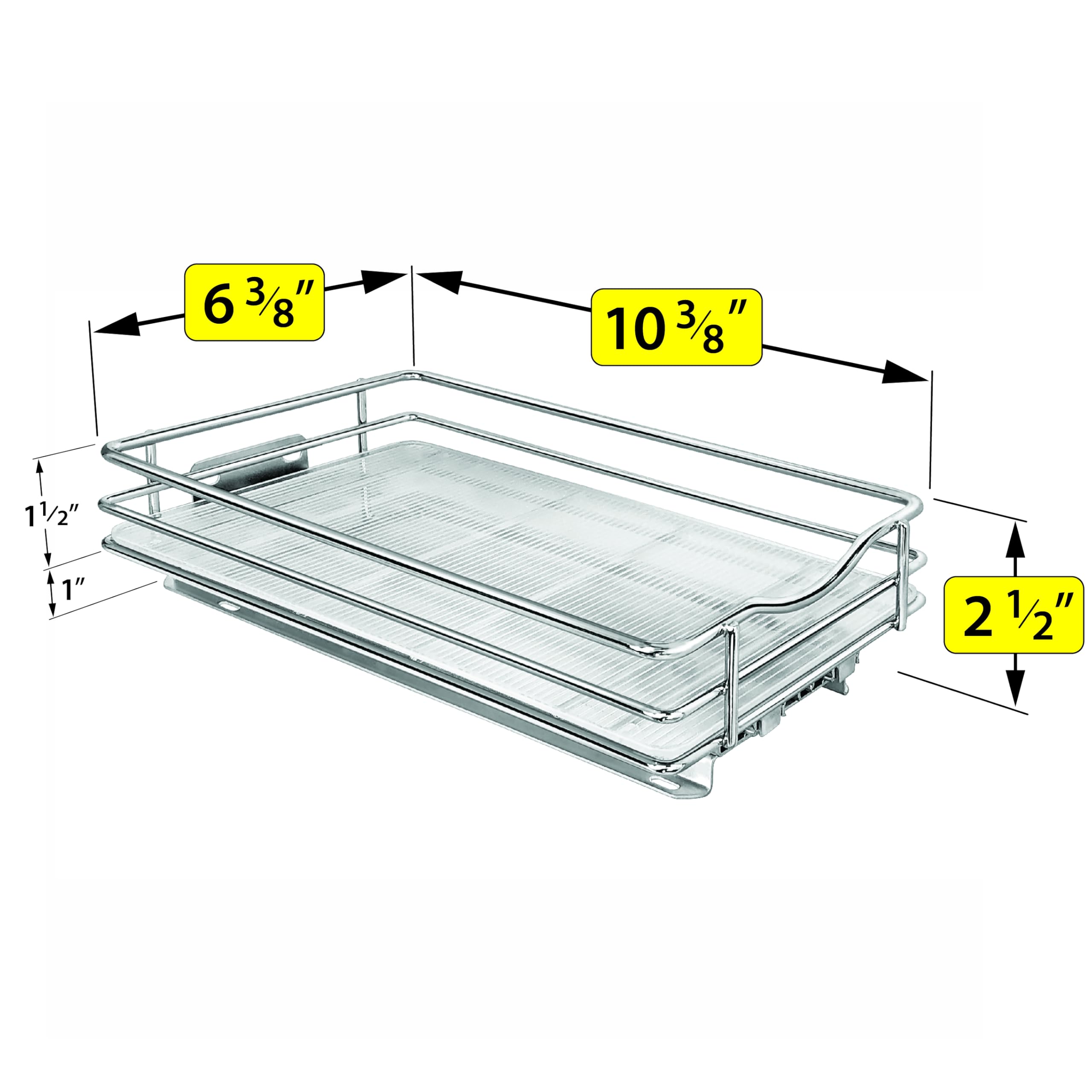 LYNK PROFESSIONAL® Pull Out Spice Rack Organizer for Inside Kitchen Cabinets - 6-3/8 inch Wide - Slide Out Drawer – Chrome Sliding Spice Cabinet Organization Shelf Racks - 1 Tier