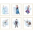 Nistio® Frozen Wall Decor Posters, Disney Frozen Wall Art for Girls Bedroom, Set of 6 Frozen Prints, Elsa & Anna & Olaf & Kristoff & Sven Posters, 8x10 inches, Unframed