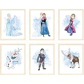 Nistio&reg; Frozen Wall Decor Posters, Frozen Wall Art for Girls Bedroom, Set of 6 Frozen Prints, Elsa, Anna, Olaf, Kristoff, Sven Posters, 8x10 inches, Unframed