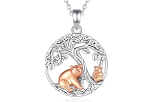 INFUSEU Sterling Silver Elephant Bear Necklaces for Women Sweet Family Bond Jewelry, 18 Inch Chain