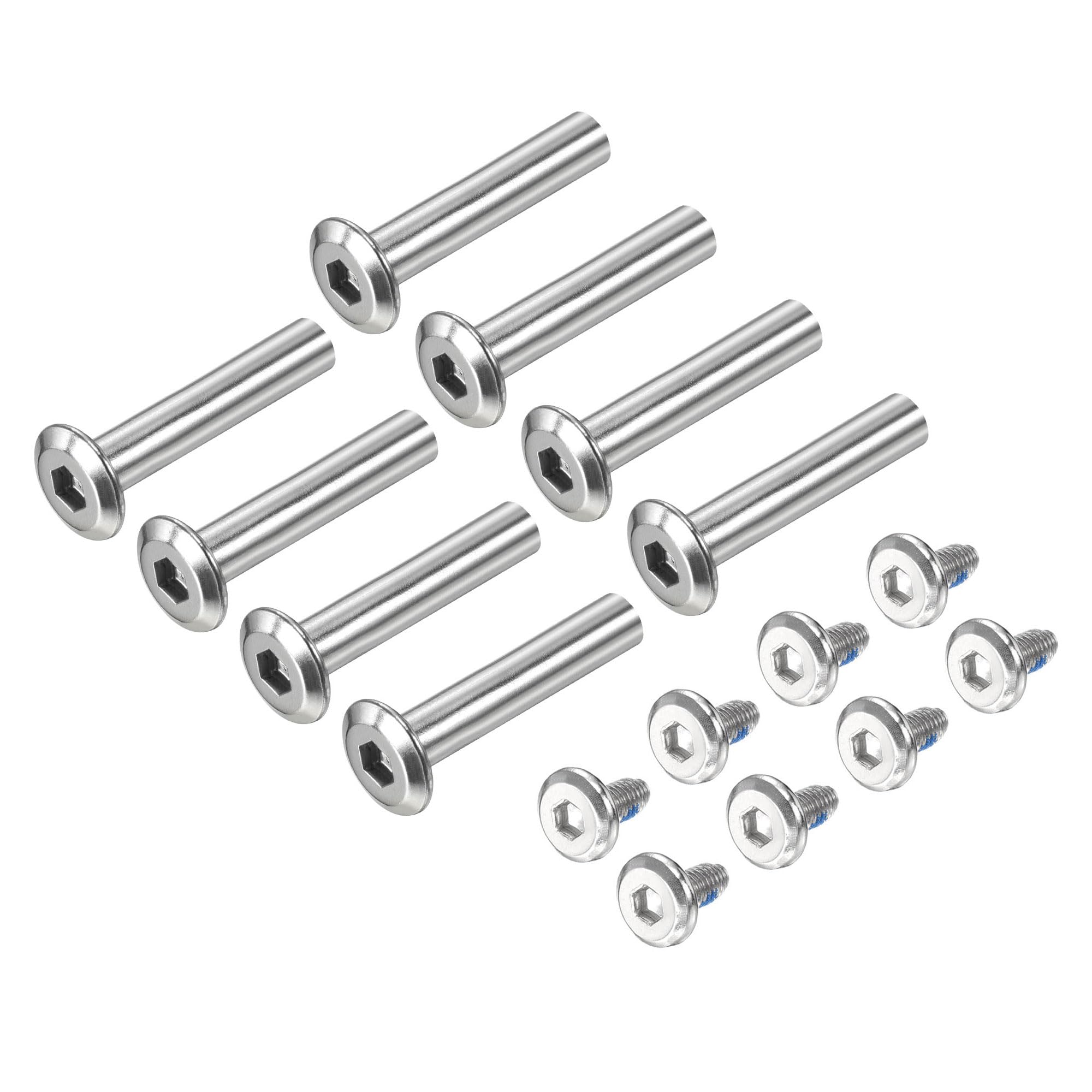 M METERXITY 8 Pack Screw Repair Kit- Inline Axle Screws & Shaft Hex Socket Aluminum Fasteners, Apply to Roller Skating/Outdoor Sports (38mm H, Silver)