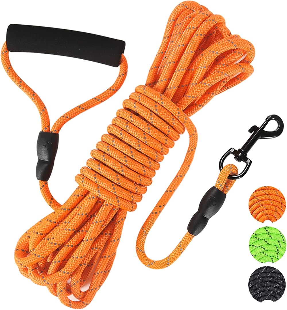 Vivifying Long Dog Lead 10M Reflective Floating with Soft Handle Orange