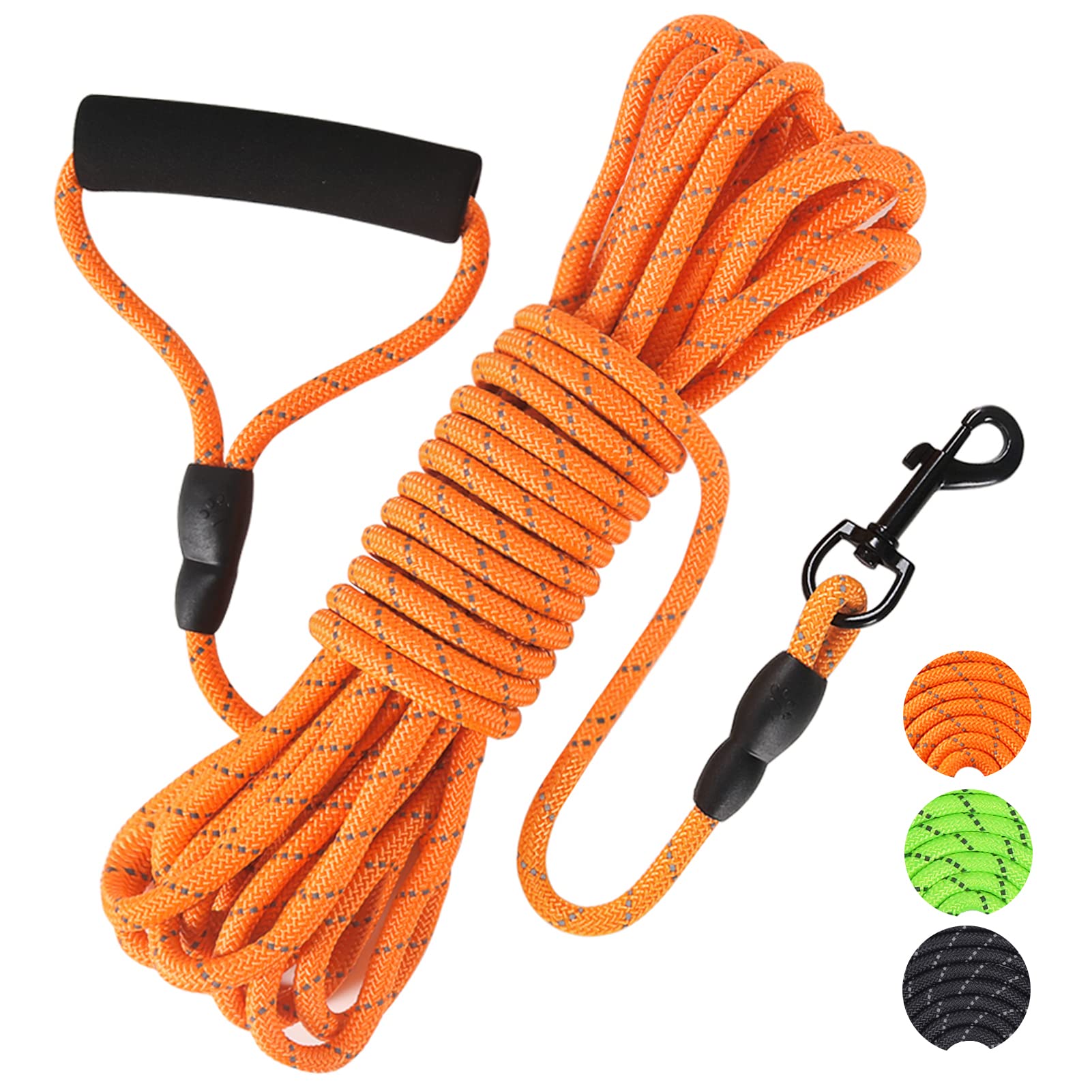 Vivifying Long Dog Lead, 10M/32FT Reflective Floating Long Leads for Dog Training with Soft Handle for Camping, Hiking, Swimming, Beach and Lake (Reflective Orange)