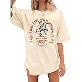 Cowboy Country Music Shirts for Women Cowgirl Oversize Tshirts Western Graphic Tees Vintage Short Sleeve Top
