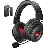 EKSA USB Gaming Headset for PC - Computer Headset with Detachable Noise Cancelling Mic, Surround‑Tuned Audio, 50MM Driver - Headphones with Microphone for PS4/PS5, Xbox One, Laptop, Office (Wireless)