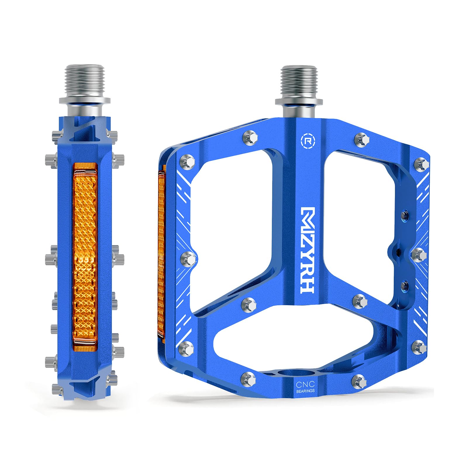 MZYRH Mountain Bike Pedals, MTB Pedals with Reflectors, 3 Sealed Bearings, Non-Slip CNC Aluminum Bicycle Platforms, 9/16 Inch for Road Bike, MTB