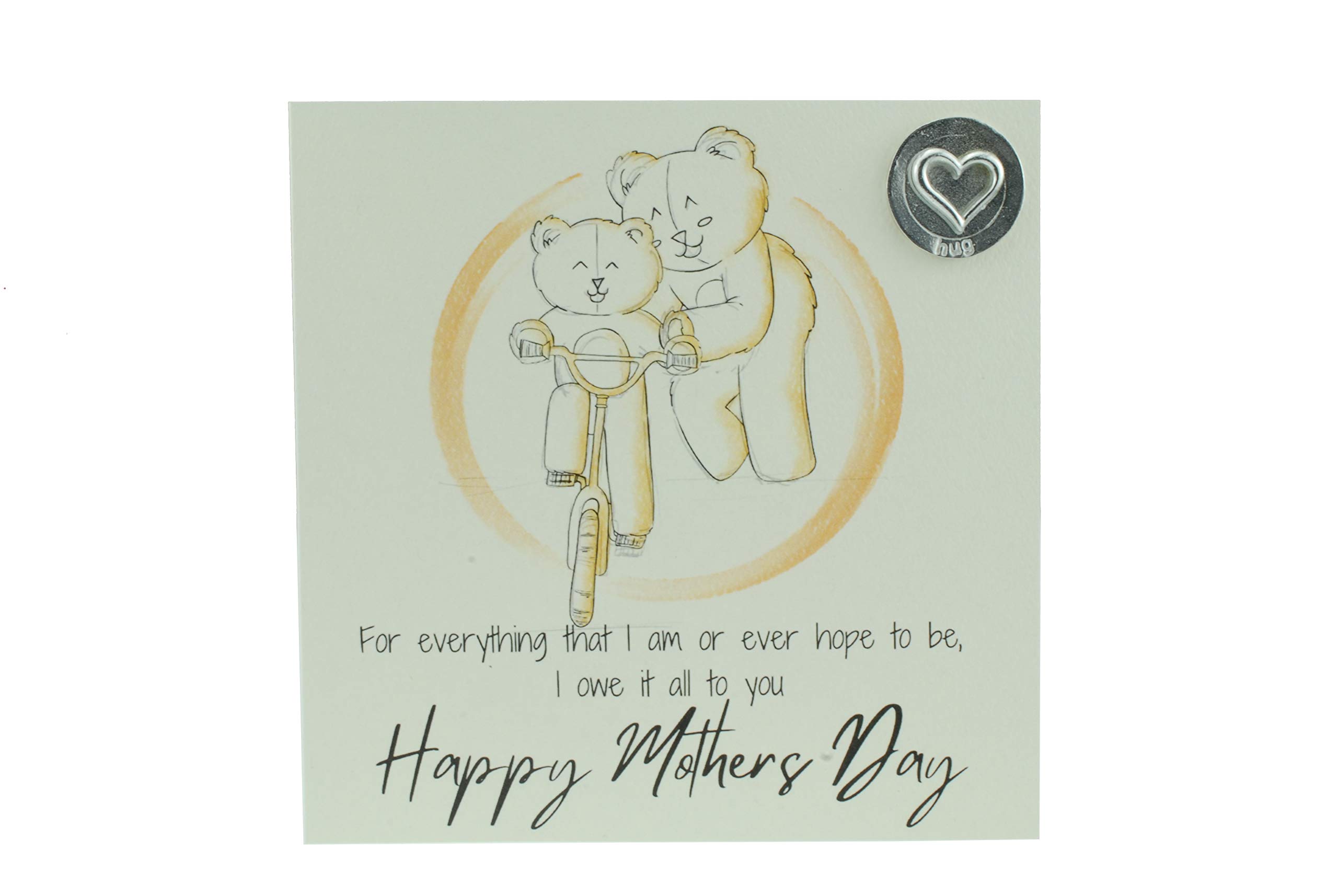 Thoughtful Mothers Day Card with Mum and Child Playing – Includes ‘Hug’ Gift Token (gcmumbikeh)