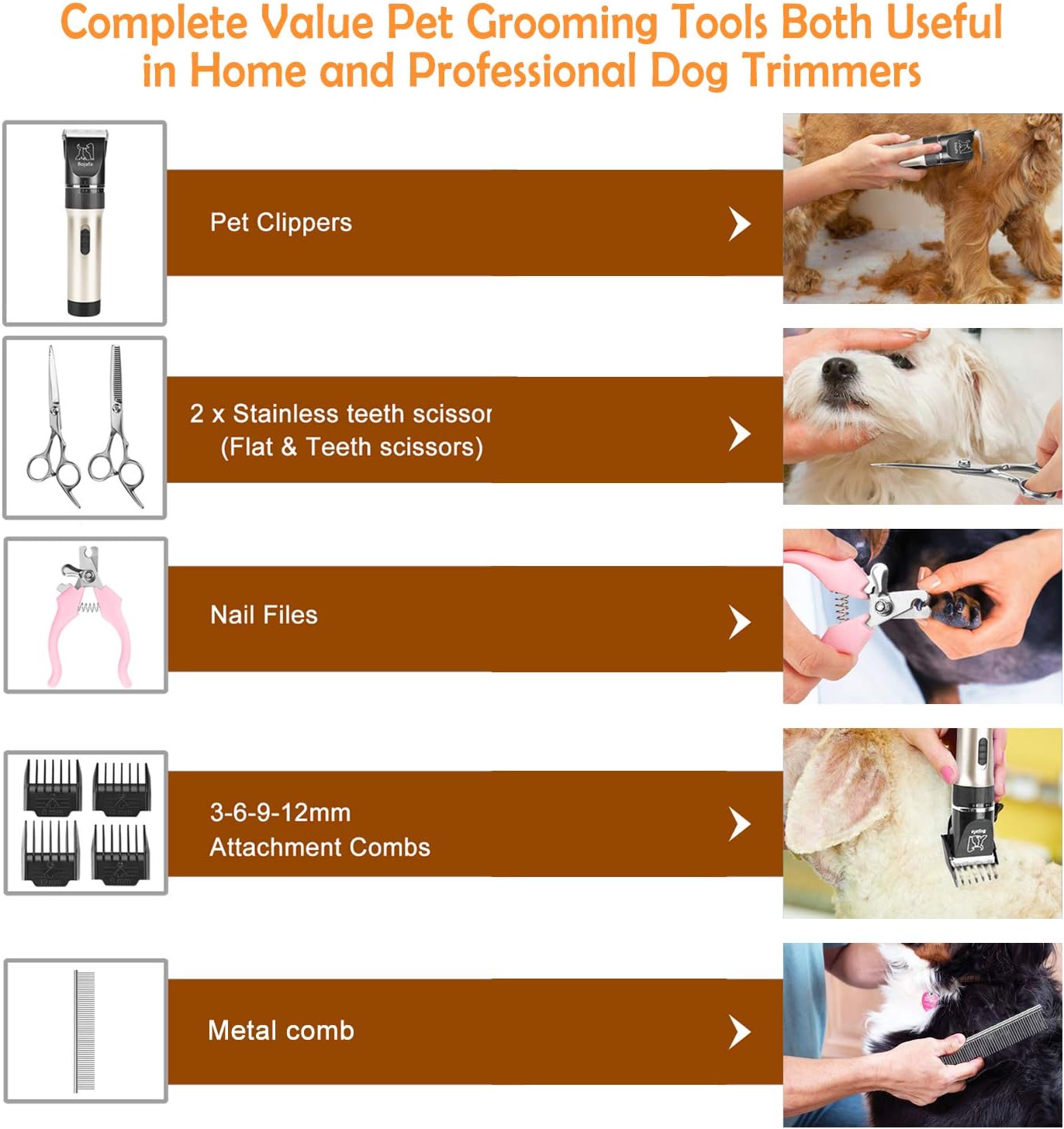 bojafa dog grooming clippers kit