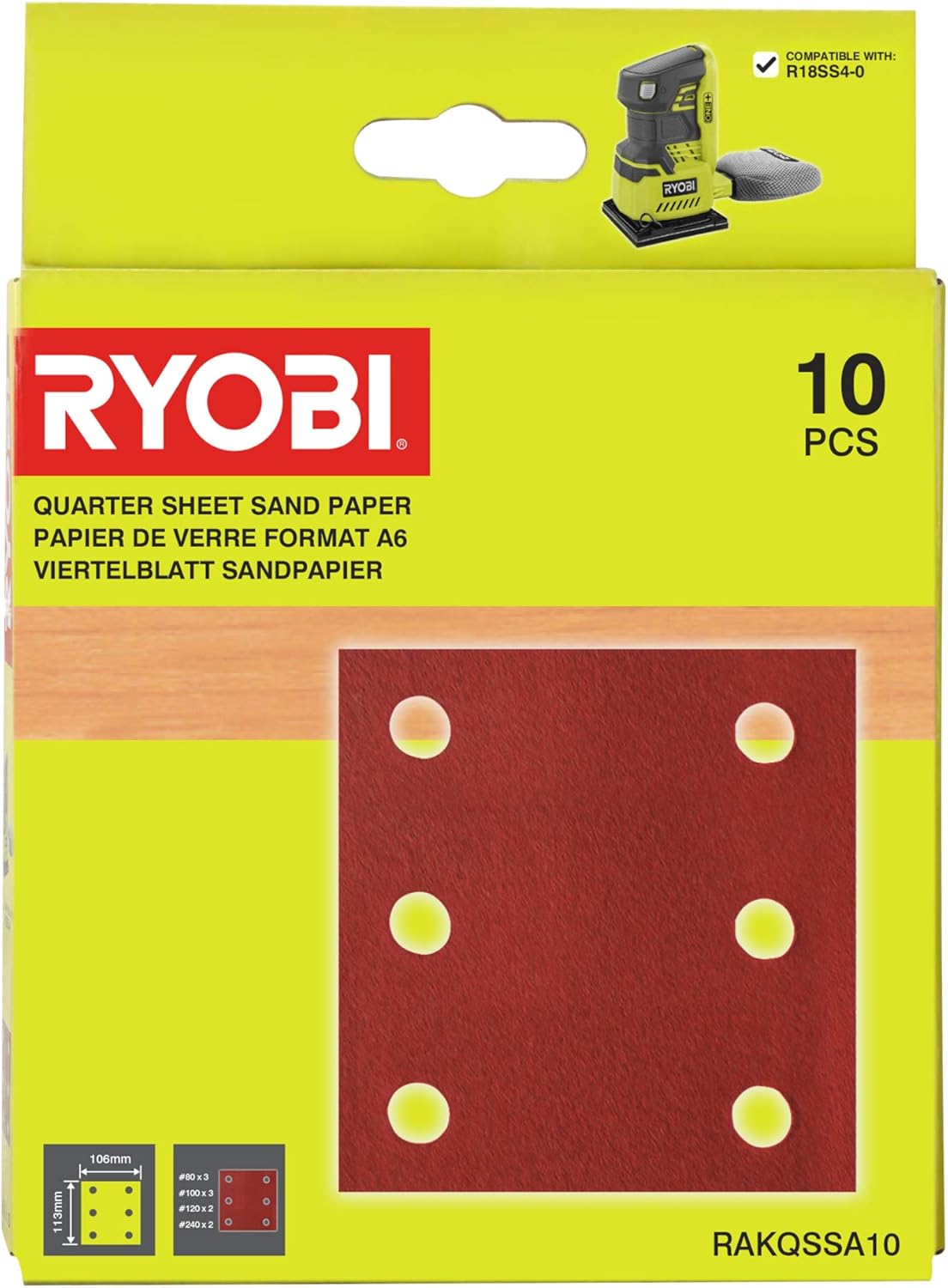 Ryobi Rakqssa10 1 4 Sander Sheet Set 10 Piece Amazon Com
