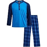 Quad Seven Boys Pajamas Set - 2 Piece Henley Sleep Shirt Lounge PJ Boys Pajama Pants for Kids Sleepwear (Sizes: 8-18)