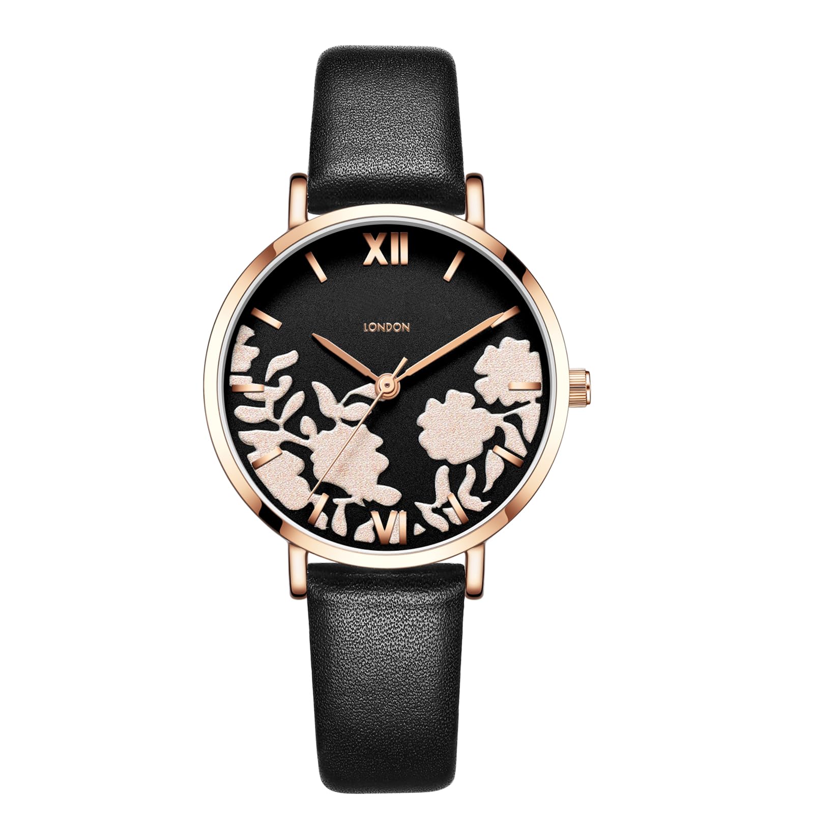 RORIOS Women Watch Beautiful Flower Dial Analogue Quartz Wristwatch Leather Band Ladies Watch