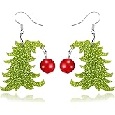 Pealicious Christmas Tree Earrings for Women, Christmas Earrings Matching Xmas Accessories with Acrylic as Stocking Stuffers Gifts, Dangling Holiday Jewelry for Movie Fans as Xmas Gifts
