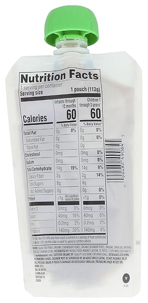 365 BY WHOLE FOODS MARKET, ORGANIC BABY FOOD FOR ALL STAGES, PEAR STRAWBERRY RHUBARB, 4 OUNCE