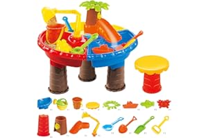 Sand & Water Table for Toddlers 1-3, 45cm 4 in 1 Kids Water and Sand Activity Sensory Playset with Play Accessories, and Play
