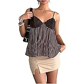 Milumia Women's Polka Dots Ruffle Cami Tops Y2k Spaghetti Strap Babydoll Peplum Tops
