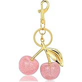 Disoza Cherry Pearl Charm Cute Gold Keychain Backpack Charms Purse Accessories Sparkling Cherry Bag Keychain Gifts for Women