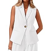 MASCOMODA Summer Sleeveless Blazers for Women Business Casual Dressy Lapel V Neck Button Open Front Work Suit Vest Tops