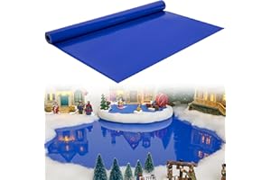 Wehhbtye 59'' x 15.7'' Christmas Village Ocean Display Mat, Christmas Village Miniature Ocean Mat, Xmas Villages PVC Pad Deco