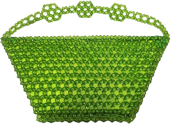 Rosy Green Handheld Hand Bag with Beads