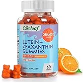 careleaf Vegan Lutein and Zeaxanthin Supplements, Lutein for Eyes with Zeaxanthin & Vitamin A, Lutein Gummies for Dry Eye Relief & Clear Vision, Eye Vitamins for Seniors & Kid, 60 Count, Orange Flavor