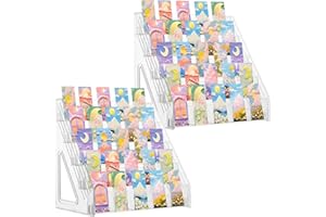 HFYZZ 2 Pcs Acrylic Bookmark Display Stand, 5 Tier Clear Bookmark Riser with 25 Compartments for 2. 5'' Bookmarks, Portable S