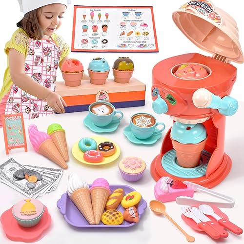 Amazon Kids Play Ice Cream Shop 61Pcs Ice Cream Play Set Toy Kids