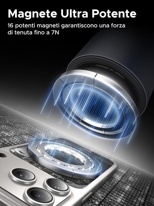 Zapix Qi2 25W Caricatore Wireless 2 in 1 MagSafe (Nero)
