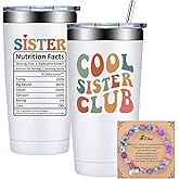 BIRGILT Sister Gifts from Sisters - Birthday, Valentines Day, Mothers Day Gifts for Sisters - 20oz Cool Sister Club Tumbler Cup