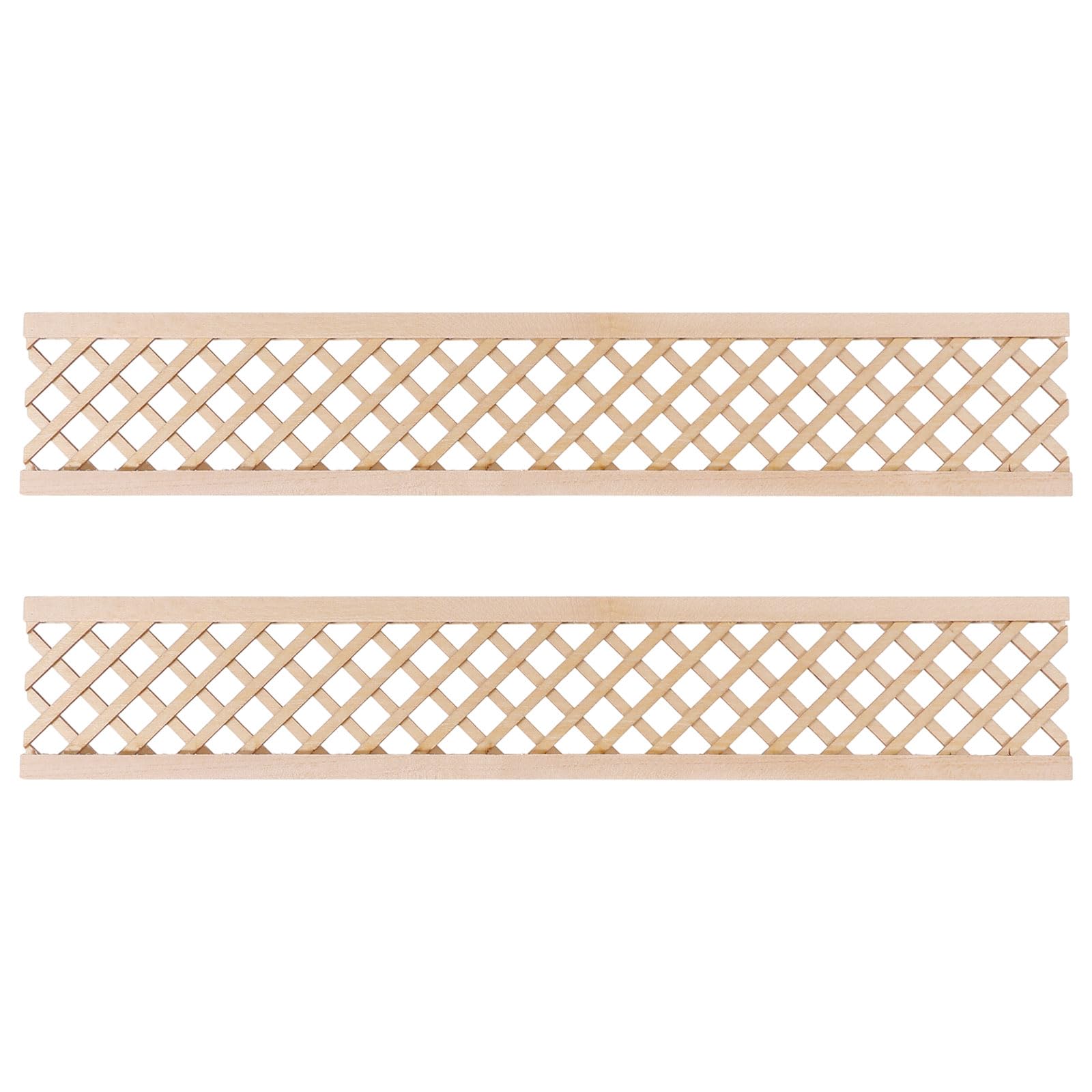 CONCHLERY 2 Pcs Dollhouse Railing 5 -Grids Wooden Dollhouse Fence Dollhouses Furniture Decoration for Miniature Props, 11.8×2×0.27 inch