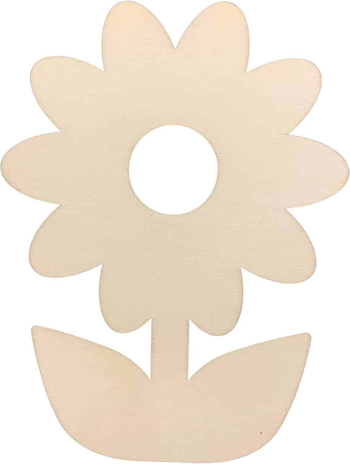 Unfinished Wooden Flower Shape Cutout DIY Craft 5 Inches