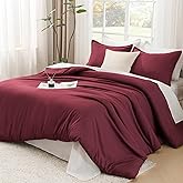 Litanika Burgundy Red Comforter Set Queen Size, 3 Pieces Lightweight Solid Bedding Comforter Set, All Season Fluffy Bed Set (90x90In Comforter & 2 Pillowcases)