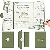 BUUQII Green Birthday Gifts for Women Men, Happy Birthday Decorations, Birthday Cards for Women Girls, Happy Birthday Guest Sign in Book, Great Birthday Gifts Signing Card Board for Party Supplies