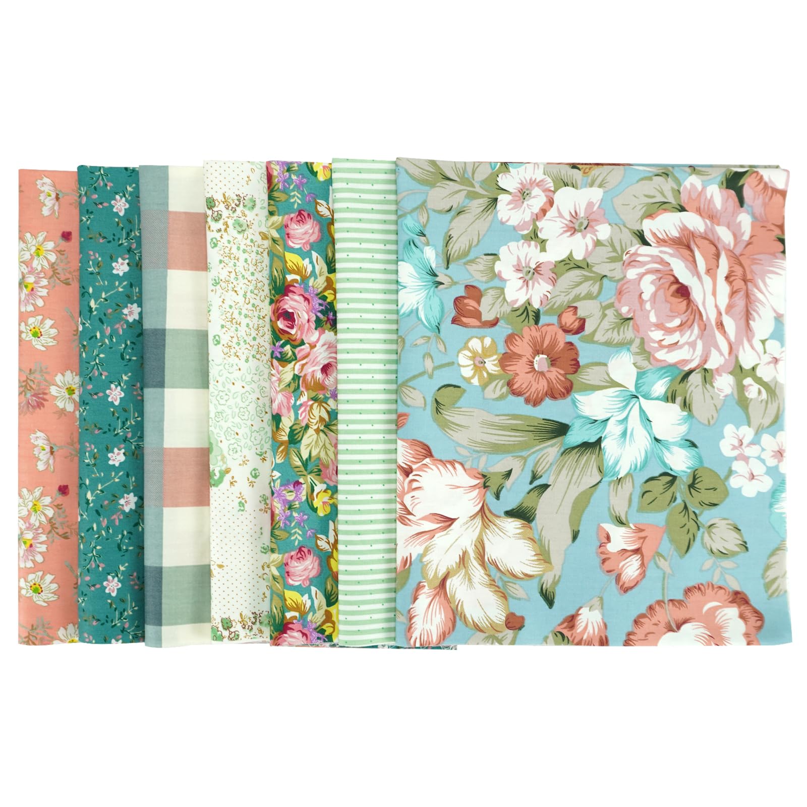 7pcs Cotton Fabric Fat Quarter Fabric Quit Patchwork Floral Print Sewing Quilting Pre-Cut Quilting for DIY Scrapbook Craft Making 18x12''