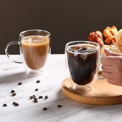 12 Oz Double Walled Glass Coffee Mugs with