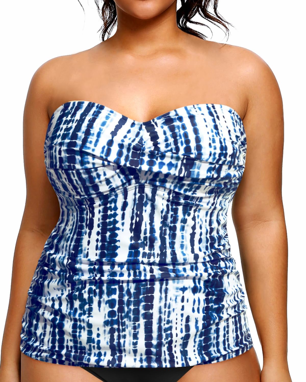 Aqua Eve Plus Size Tankini Top Only Bandeau Swim Top Strapless Swimsuit ...