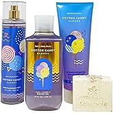 Bath & Body Works Cotton Candy Clouds 3 Piece Set - Fragrance Mist - Body Cream - Shower Gel - and a Natural Oats Bar Soap - Full Size.