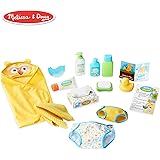 Melissa & Doug Mine to Love Changing & Bathtime Play Set for Dolls - Diapers, Pretend Shampoo, Wipes, Towel, More (19 Pcs)