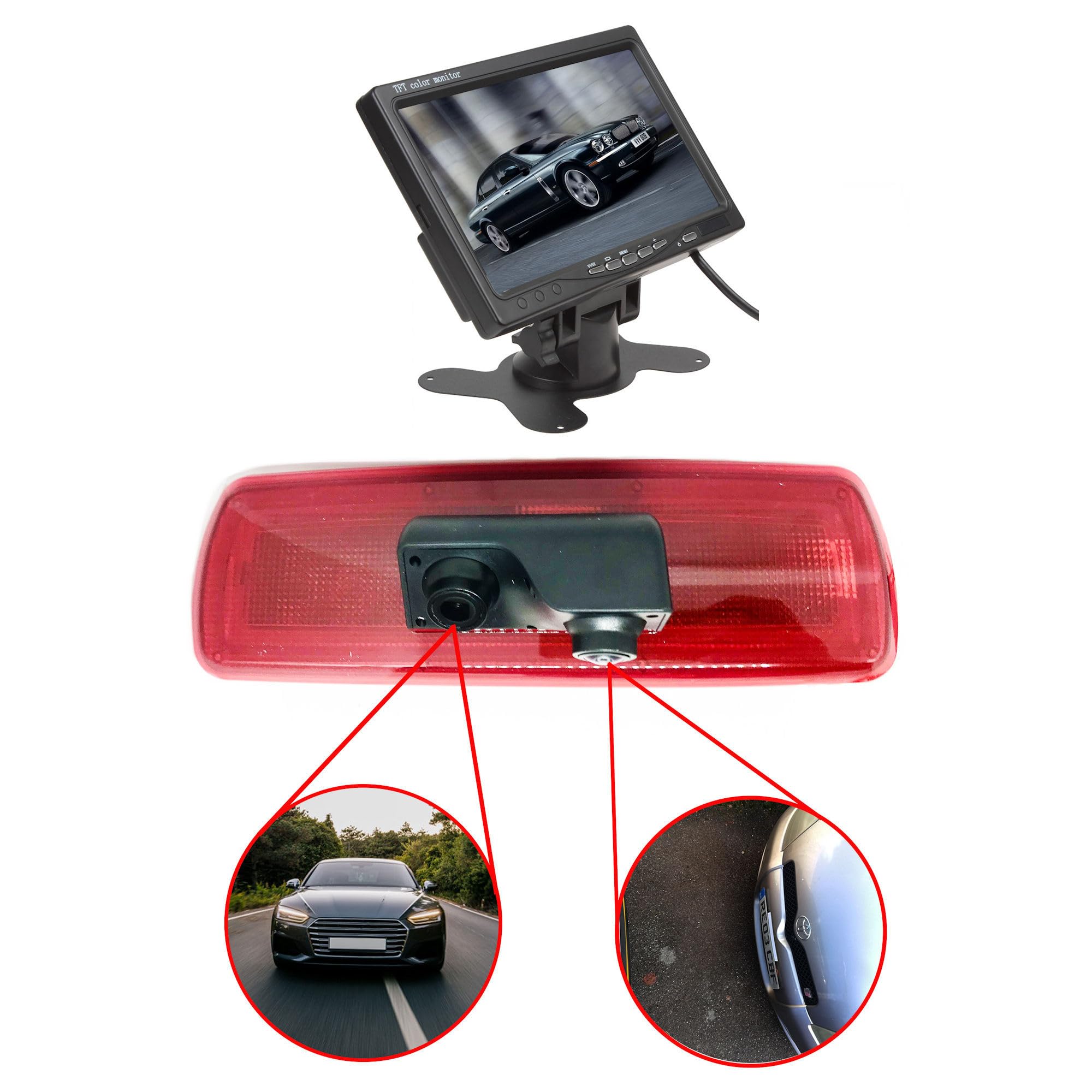 Dolphin Automotive Dual Rear View Parking Reversing Brake Light Camera Fits Renault Trafic 2014 - Onwards (Camera & 7" Dash Monitor) — image 1