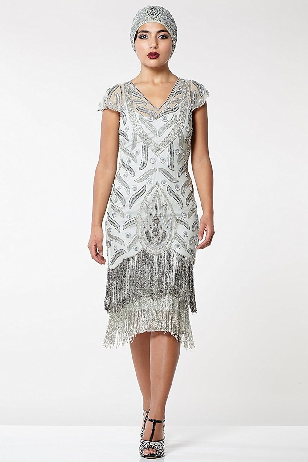 grey fringe dress