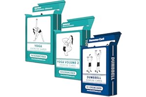 PALACE LEARNING 3 Pack - Exercise Cards - Yoga Poses Volume 1 & 2 + Dumbbell Exercises - Yoga Positions and Dumbbell Workout Fitness Cards - 2.5" x 3.5"