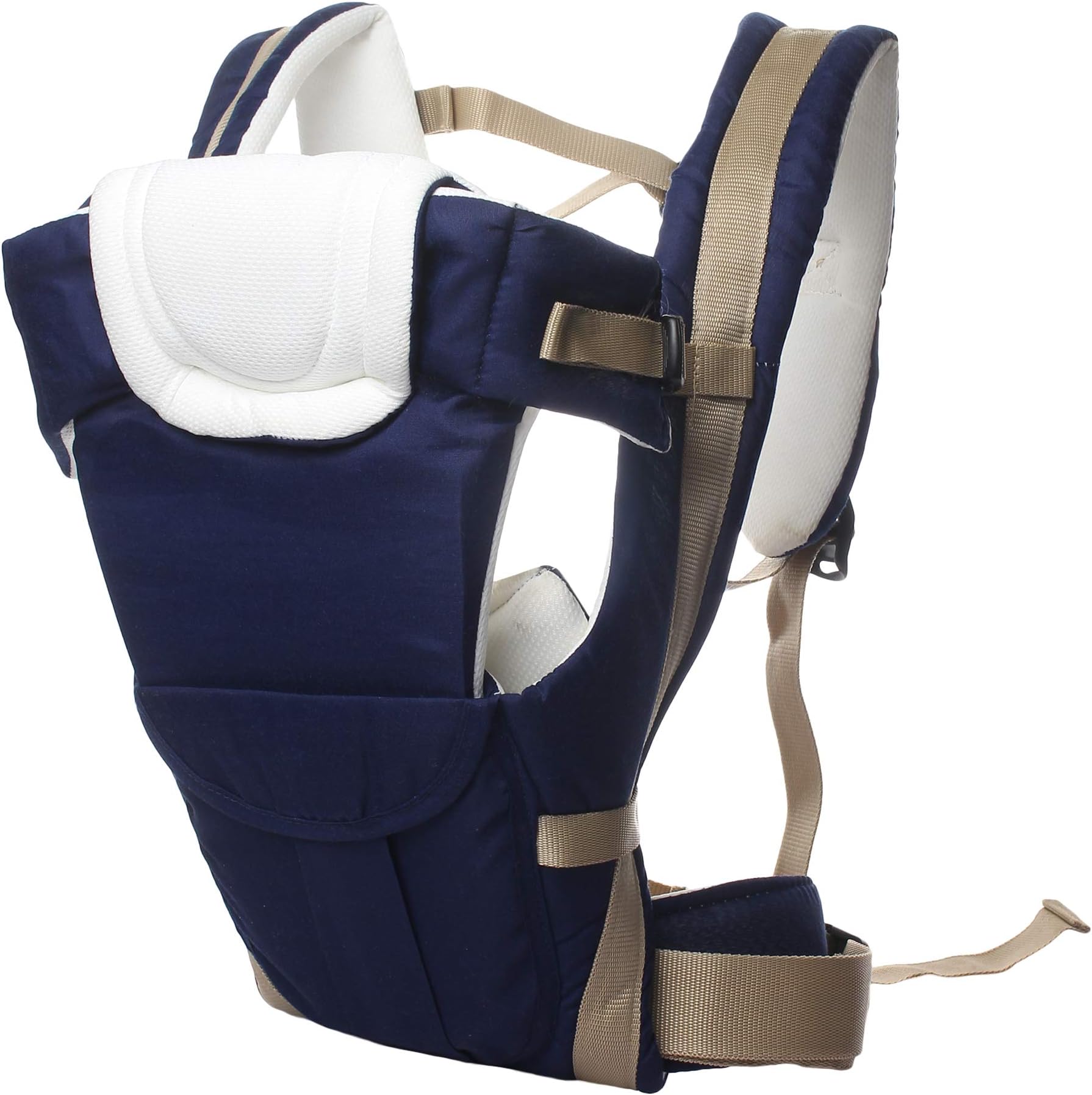 Eranqo 4-in-1 Adjustable Baby Front and Back Carrier Sling Bag with Safety Belt and Comfortable Head Support (Blue)