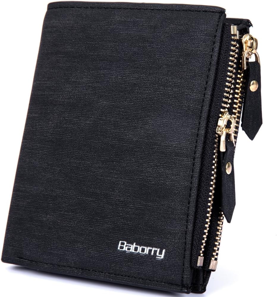 Men PU Leather Bifold Flipout ID Hybrid RFID Blocking Walle with Zipper