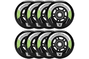Kutrick 8 Pack Inline Skate Wheels 64mm, 70mm, 72mm, 76mm, 80mm - ABEC9 Bearing - 85A Durometer PU - Compatible with Rollerblade, Roller Derby, K2 Skate