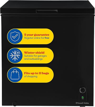Russell Hobbs 198L Chest Freezer RH198CF0E1B Freestanding Black