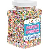 Rainbow Pastel Confetti Sprinkles - 1.7 Pounds - Birthday Pastel Quins - Flat Round Sprinkles - Pastel Candy Quins for Ice Cr