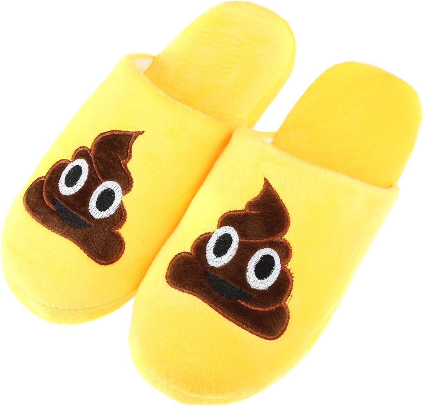 Unisex Warm Winter Slippers Emoji Cute Cartoon Soft Plush Fluffy Stuffed Indoor Household Home Bedroom Shoes Anti-Slip Memory Foam Casual Slip-on Footwear (Label Size L = US9-US10, Poop)