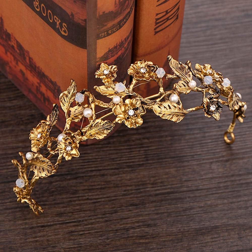 Jovono Wedding Crowns and Tiaras for Adults Bridal Gold Crown Tiara