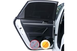 Car Rear Side Window Shades, Breathable Window Screens Sun Shades Covers for Camping,Fit for 96% of Cars, UV Protection, Anti