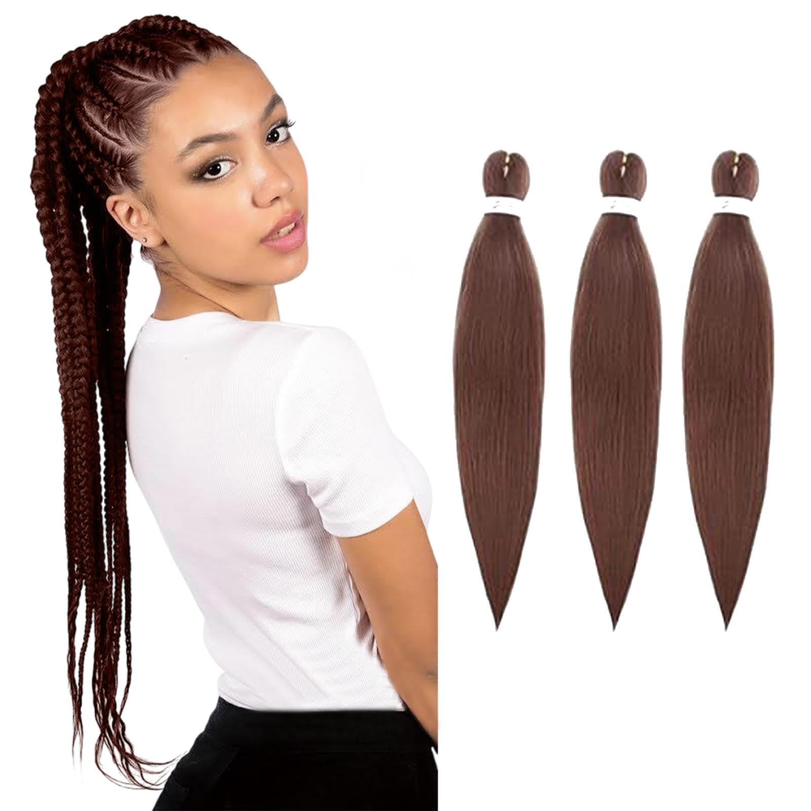 Smart Braid 3 Packs Pre Stretched Braiding Hair - 16 Inch Kanekalon Hair Extensions for Braids, Crochet Braiding Hair, Yaki Texture, Easy Attachment for Braids, Hair Extensions #30