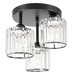 Crystal Semi Flush Mount Ceiling Light, 3-Light